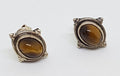 Sterling Silver Oval Tiger Eye Stud Earrings