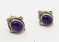 Sterling Silver Oval Amethyst Stud Earrings
