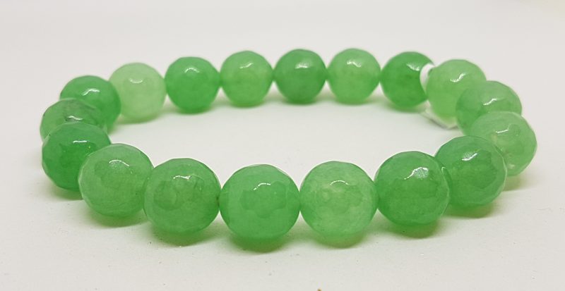 Burmese Jade Faceted Bead Elastic Bracelet