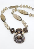 Sterling Silver Large Stunning Smokey Quartz Bead Necklace