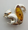Sterling Silver Natural Baltic Amber Squirrel Brooch