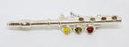 Sterling Silver Natural Multi-Colour Amber Flute Musical Brooch