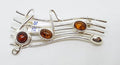 Sterling Silver Natural Amber Large Treble Clef and Music Notes Musical Brooch