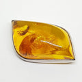 Sterling Silver Natural Amber Chunky Large Leaf Shape Brooch