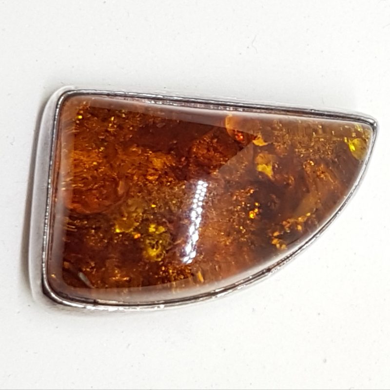Sterling Silver Natural Amber Chunky Brooch