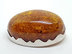 Sterling Silver Natural Amber Chunky Large Oval Brooch