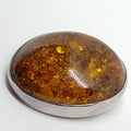 Sterling Silver Natural Amber Large Oval Brooch