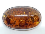 Sterling Silver Natural Amber Large Chunky Oval Brooch