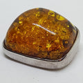 Sterling Silver Natural Amber Chunky Brooch