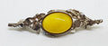 Sterling Silver Natural Butter Amber Ornate Bar Brooch