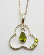 Sterling Silver Peridot Ornate Drop Pendant on Silver Chain