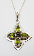 Sterling Silver Peridot Cluster Pendant on Silver Chain