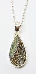 Sterling Silver Multi-Coloured Spectrolite Druzy Pendant on Silver Chain
