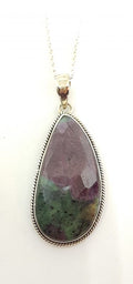 Sterling Silver Large Ruby Zoisite Pendant on Silver Chain