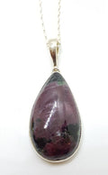 Sterling Silver Ruby Zoisite Teardrop Shape Pendant on Silver Chain