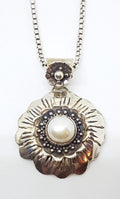 Sterling Silver Pearl Flower Pendant on Silver Chain