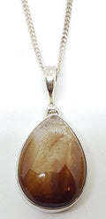 Sterling Silver Teardrop Rutilated Quartz Pendant on Silver Chain