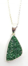 Sterling Silver Triangular Uvarovite Pendant on Silver Chain