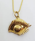 9ct Yellow Gold Eye Pendant on Gold Chain