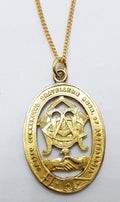 9ct Yellow Gold Ornate Oval Medallion Pendant on Gold Chain - United Commercial Travellers Assn. of Australasia