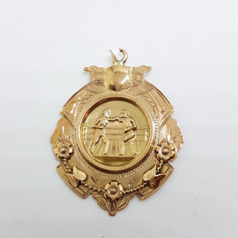 9ct Rose Gold Large "1921 Light Weight Contest" Boxing Medallion Fob Pendant
