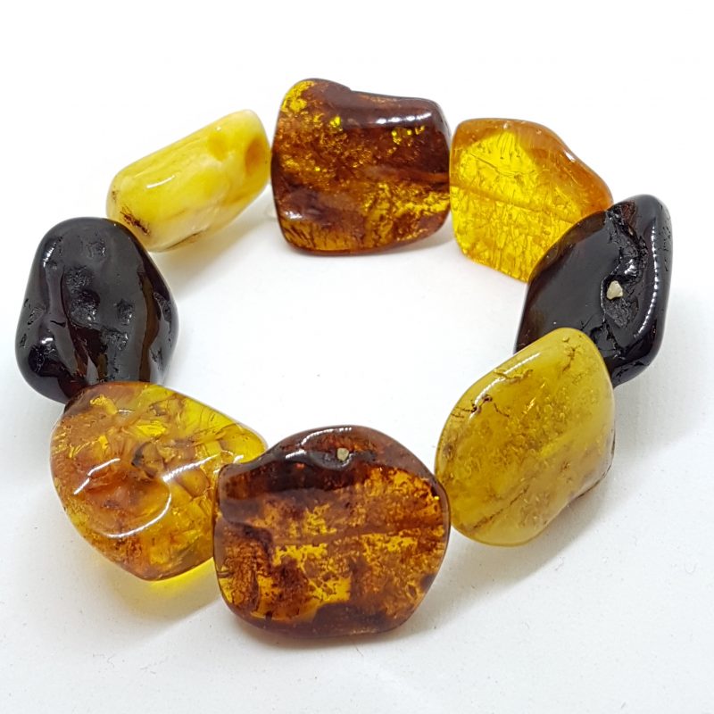 Natural Multi-Coloured Amber Chunky Bead Bracelet