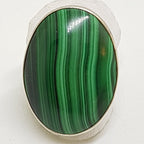 Sterling Silver Large Oval Bezel Set Malachite Ring