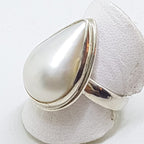 Sterling Silver Teardrop Shape Mabe Pearl Ring