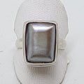 Sterling Silver Grey/Silver Pearl Rectangular Ring