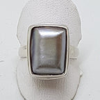 Sterling Silver Grey/Silver Pearl Rectangular Ring
