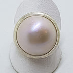Sterling Silver Mabe Pearl Ring - Large Round