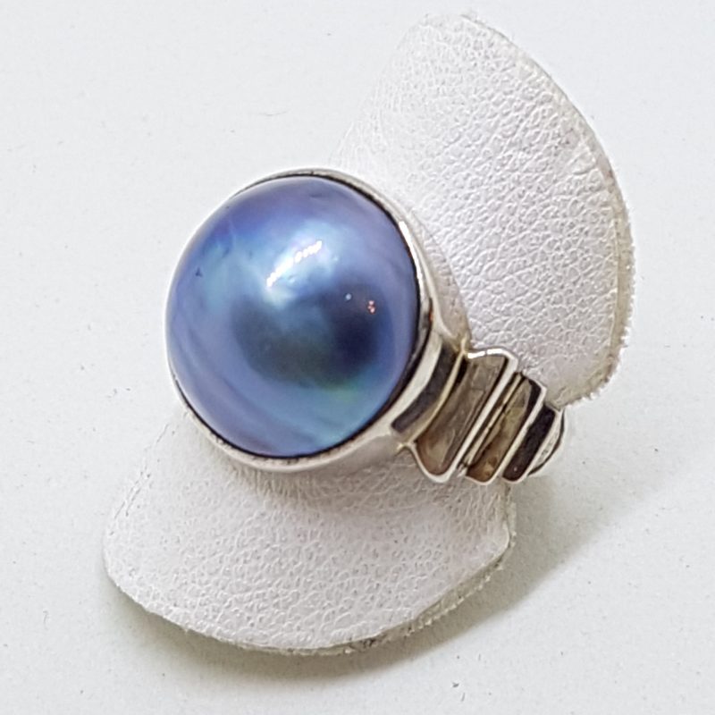Sterling Silver Blue/Black Mabe Pearl Ring