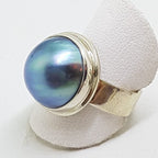 Sterling Silver Blue/Black Mabe Pearl Ring