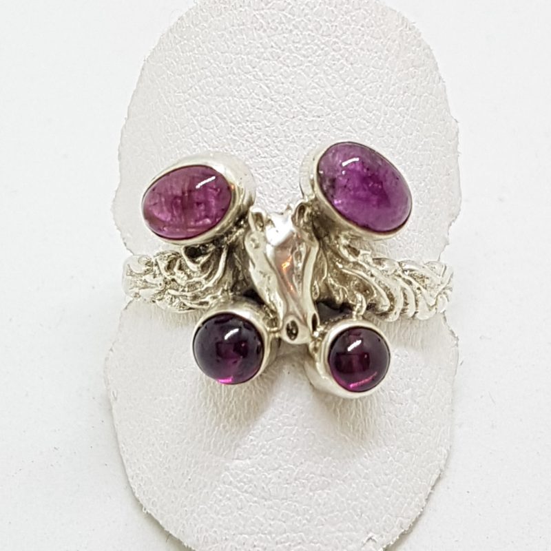 Sterling Silver Pink Tourmaline Horse Head Ring