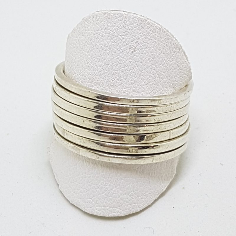 Sterling Silver Seven Lucky Rings Wide Spinner Ring