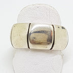 Sterling Silver Heavy Wide Line Patterned Band Ring