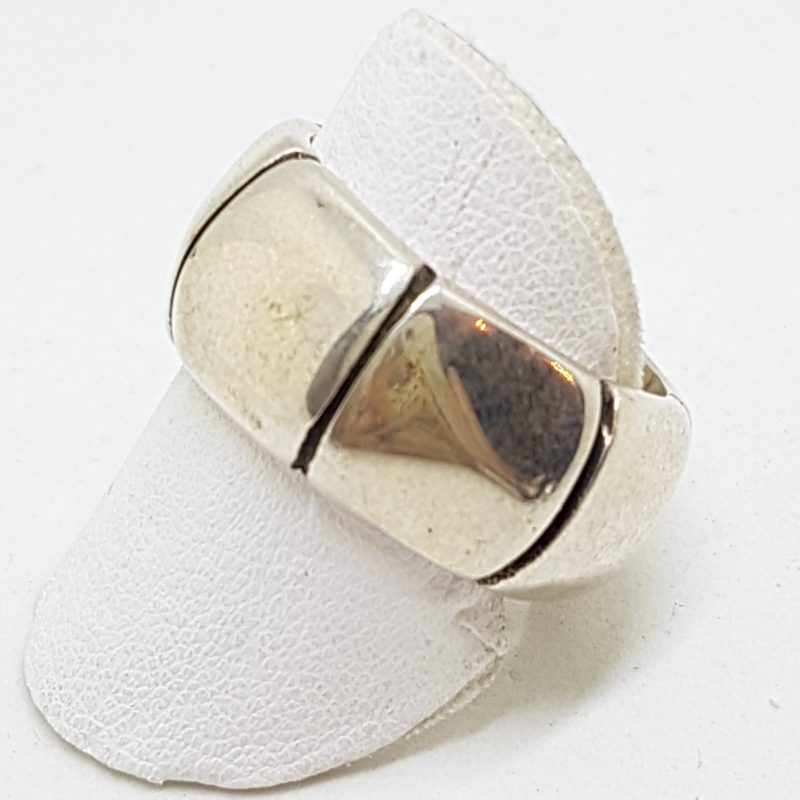 Sterling Silver Heavy Wide Line Patterned Band Ring