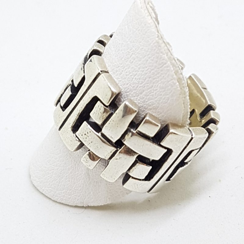 Sterling Silver Heavy Wide Patterned Band Ring