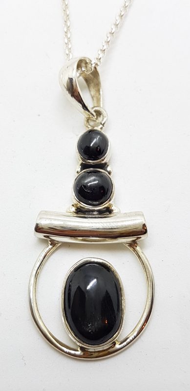 Sterling Silver Black Star Diopsite Pendant on Silver Chain