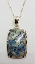 Sterling Silver Large Rectangular K2 Stone Pendant on Silver Chain