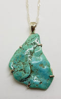 Sterling Silver Turquoise Large Chunky Pendant on Silver Chain