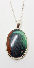 Sterling Silver Large Chrysocolla Cuprite Pendant on Silver Chain