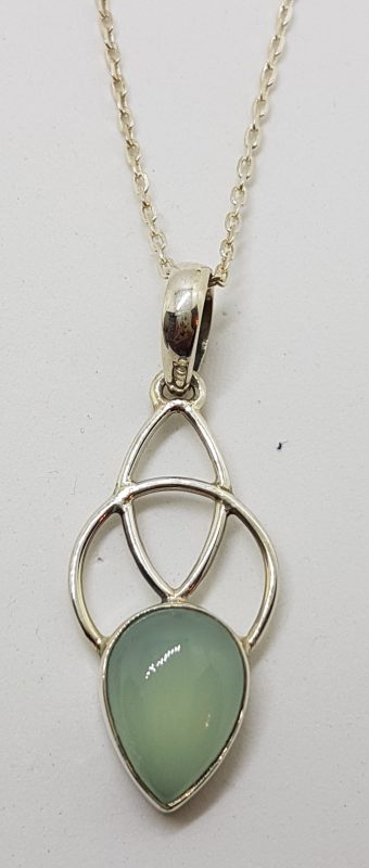 Sterling Silver Chalcedony Ornate Pendant on Silver Chain