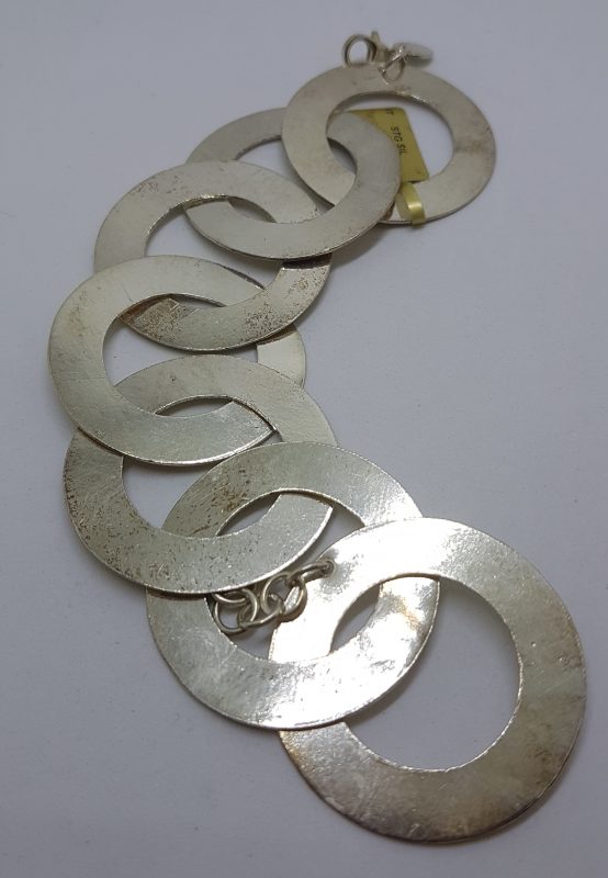 Sterling Silver Very Large Round Circular Links Bracelet