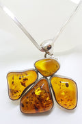 Sterling Silver Very Large Baltic Amber Cluster Pendant on Silver Choker