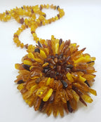 Natural Baltic Amber Large and Long Flower Bead Necklace / Chain