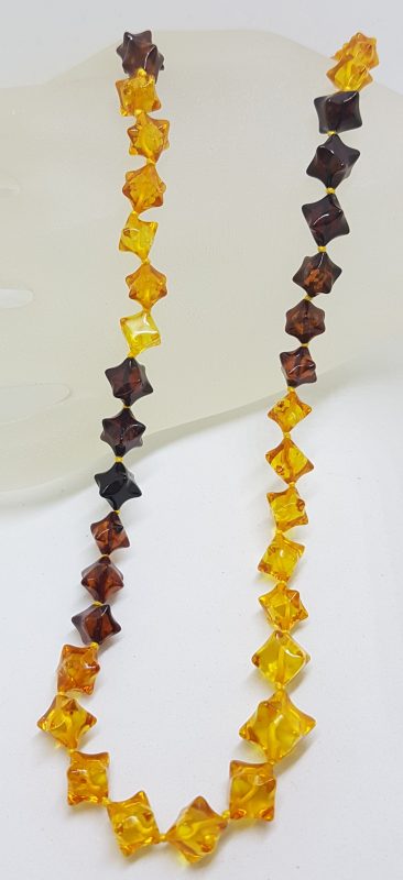 Natural Multi-Coloured Baltic Amber Shaped Bead Necklace / Chain