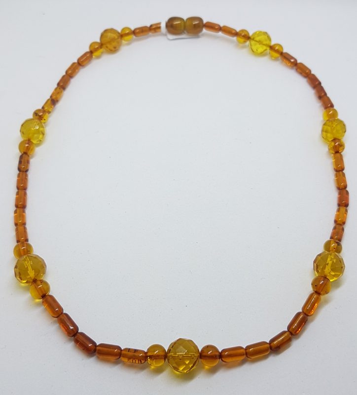 Natural Faceted Baltic Amber Bead Necklace / Chain