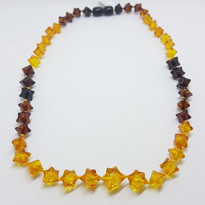 Natural Multi-Coloured Baltic Amber Shaped Bead Necklace / Chain