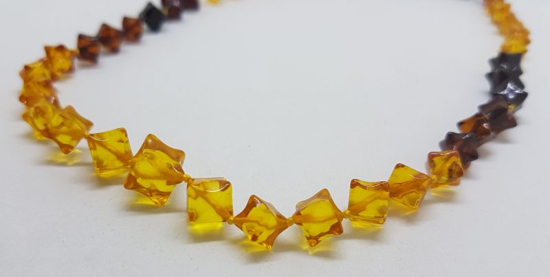 Natural Multi-Coloured Baltic Amber Shaped Bead Necklace / Chain